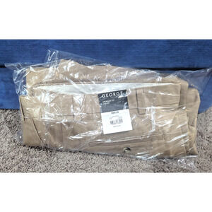 NWT George Straight Fit Chino Flat front Beige Pants Men's Size 46x30